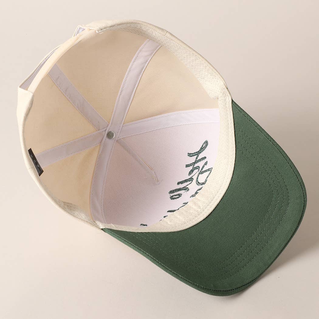 Hello Darlin' Text Embroidery Two-Tone Canvas Cap