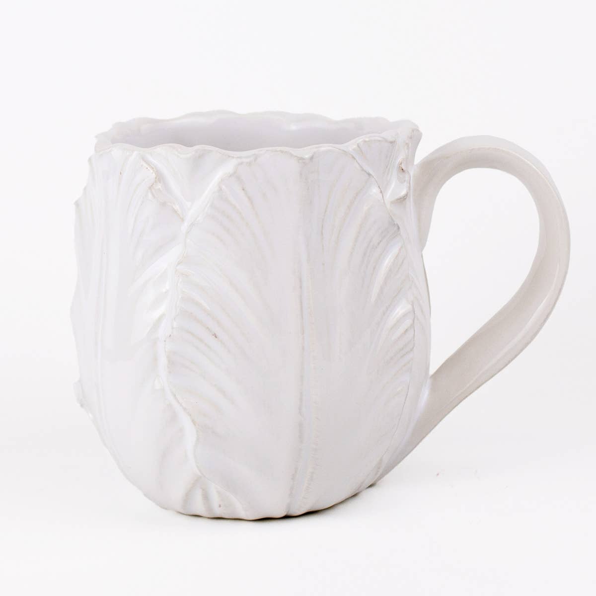 Embossed Tulip Coffee Mug White 18oz