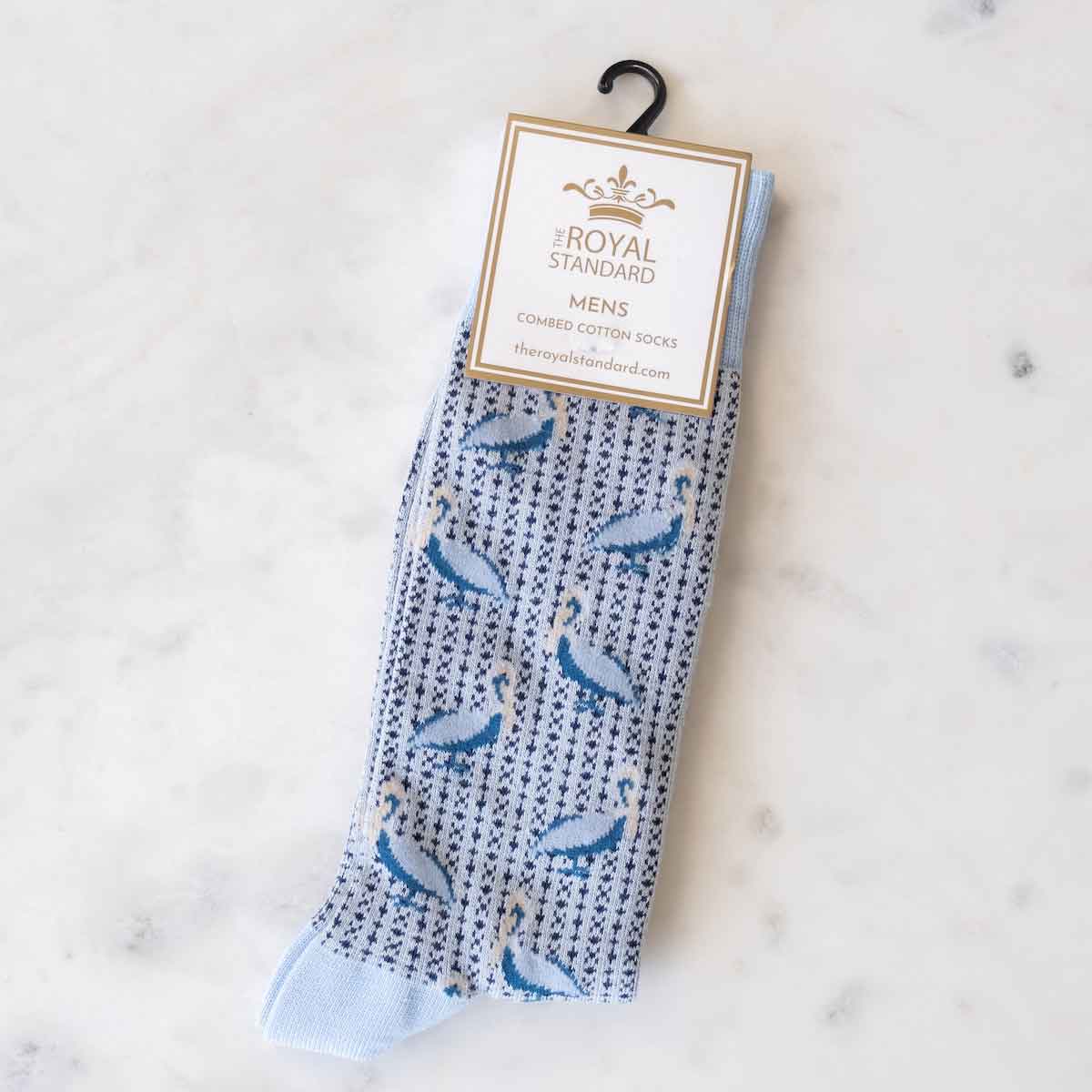 Men's Pelican Socks Gray/Sky Blue One Size