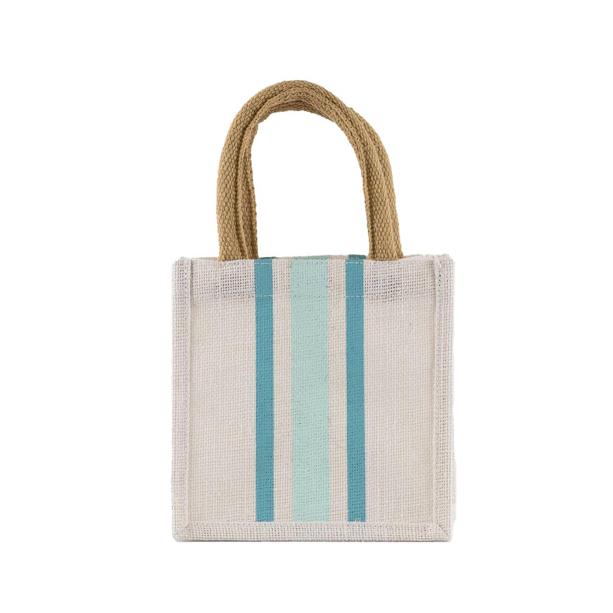 Stripe Petite Gift Tote White/Turquoise/Sky 7x7x5