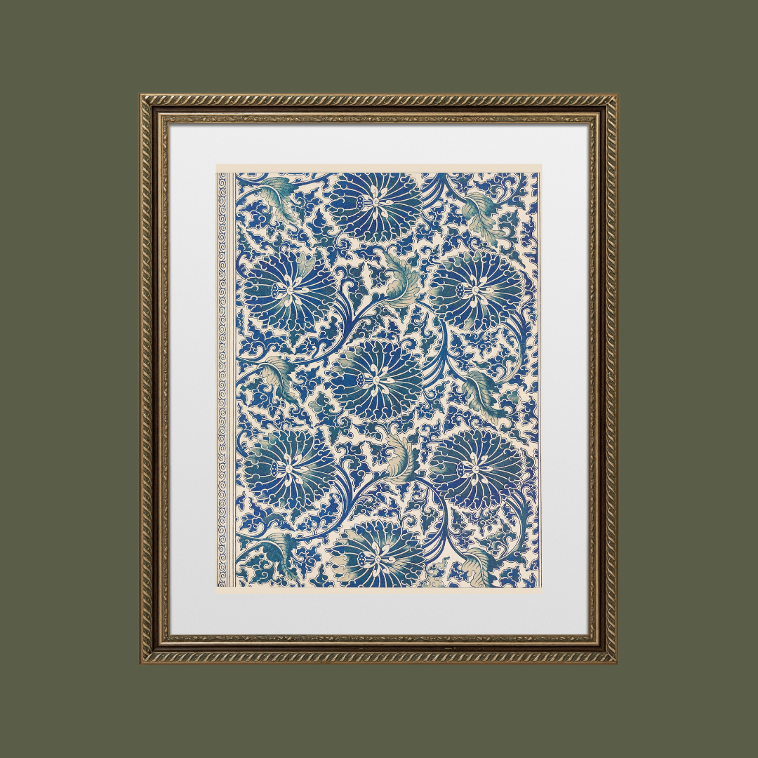 Blue Textile I Antique Art Print