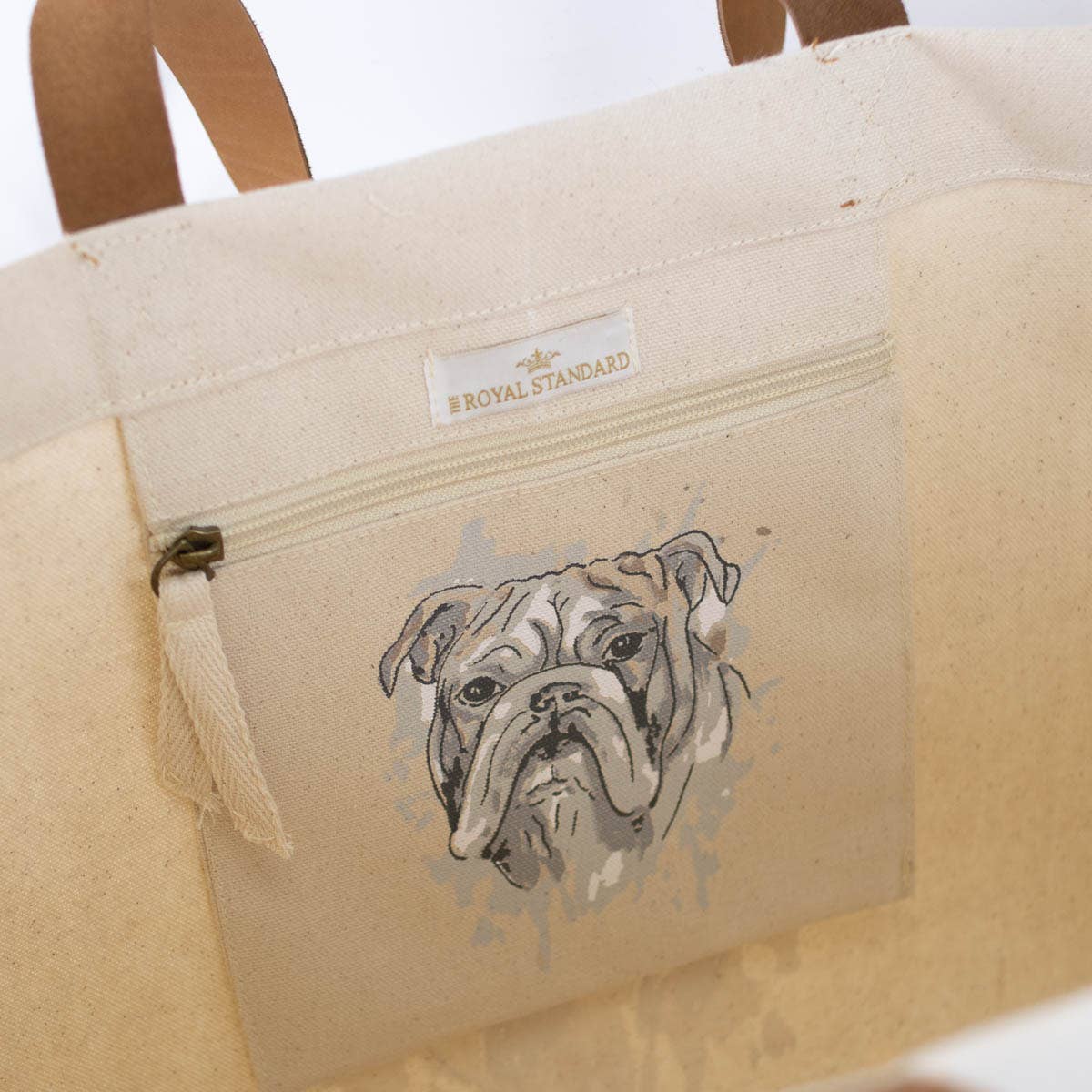 Bulldog Love Tote Natural/Multi 19.5x13.5x7