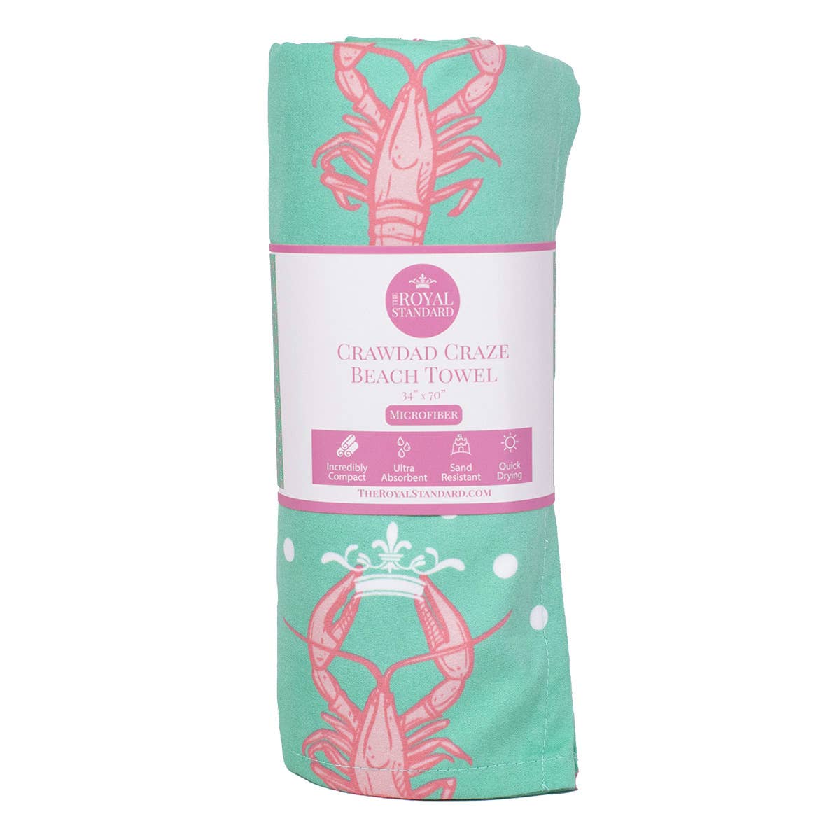 Crawdad Craze Beach Towel Emerald Coast/Pink 34x70