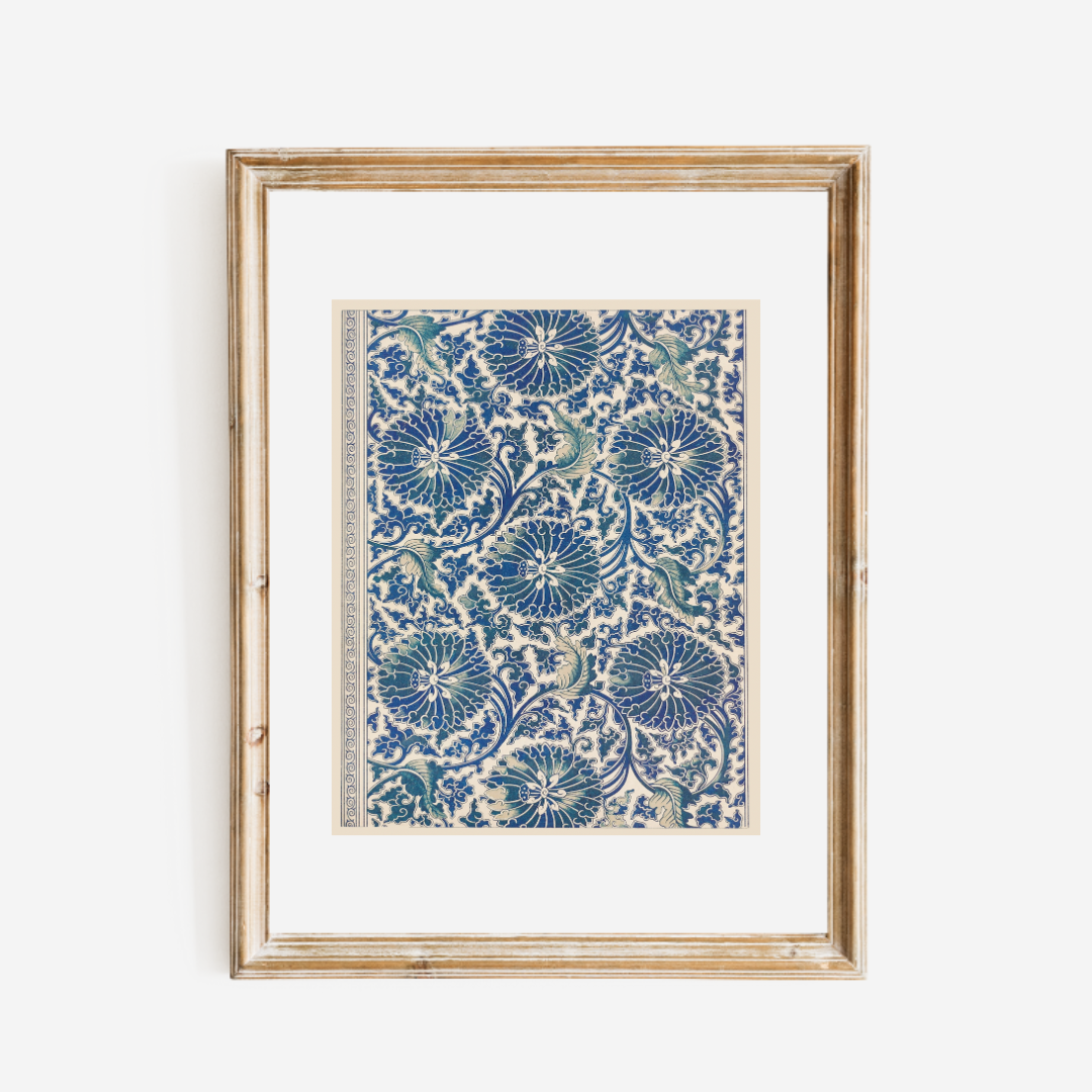 Blue Textile I Antique Art Print