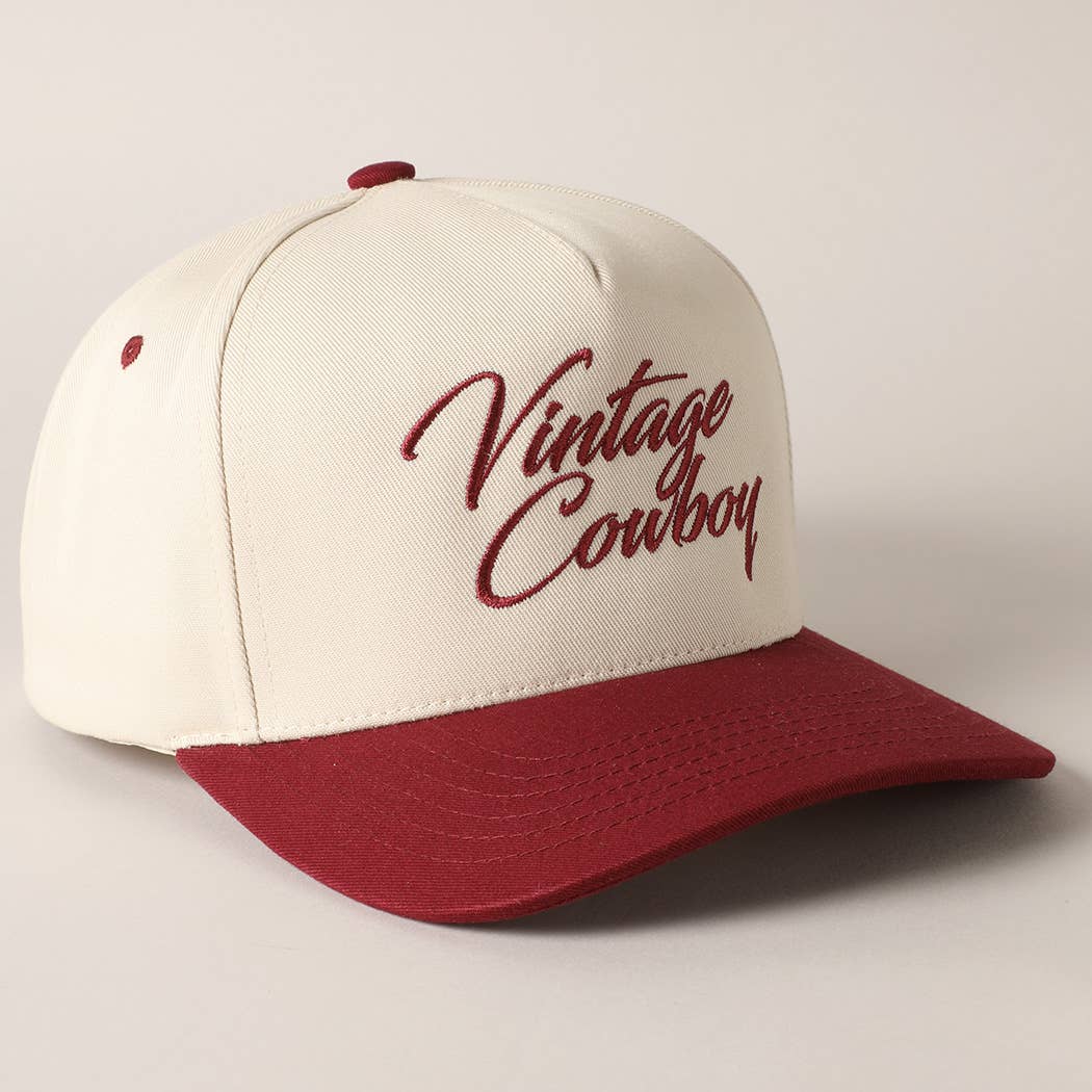 Vintage Cowboy Embroidery Two Tone Baseball Cap