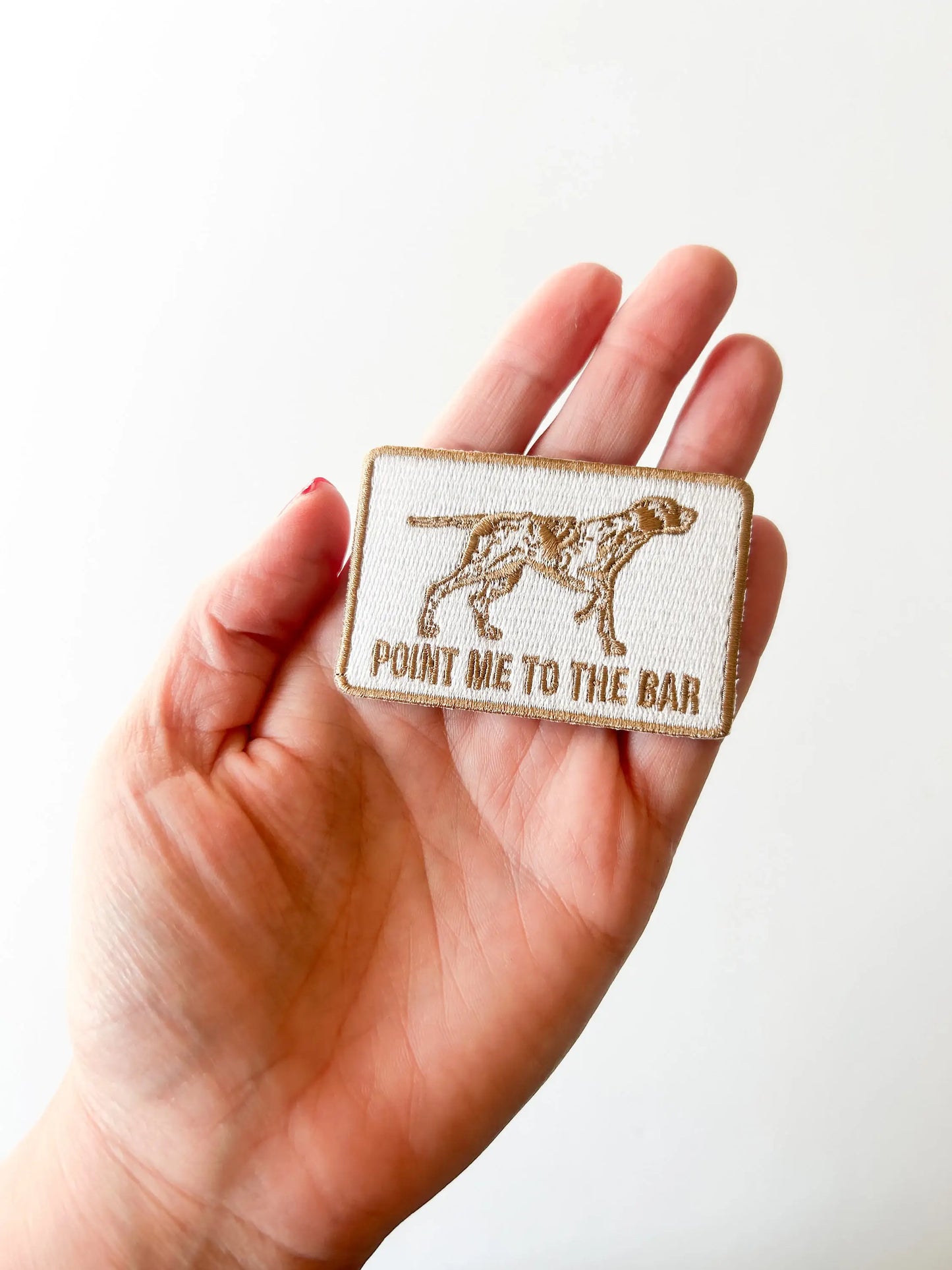 Brown & White Pointer Dog Embroidered Iron-On Patch