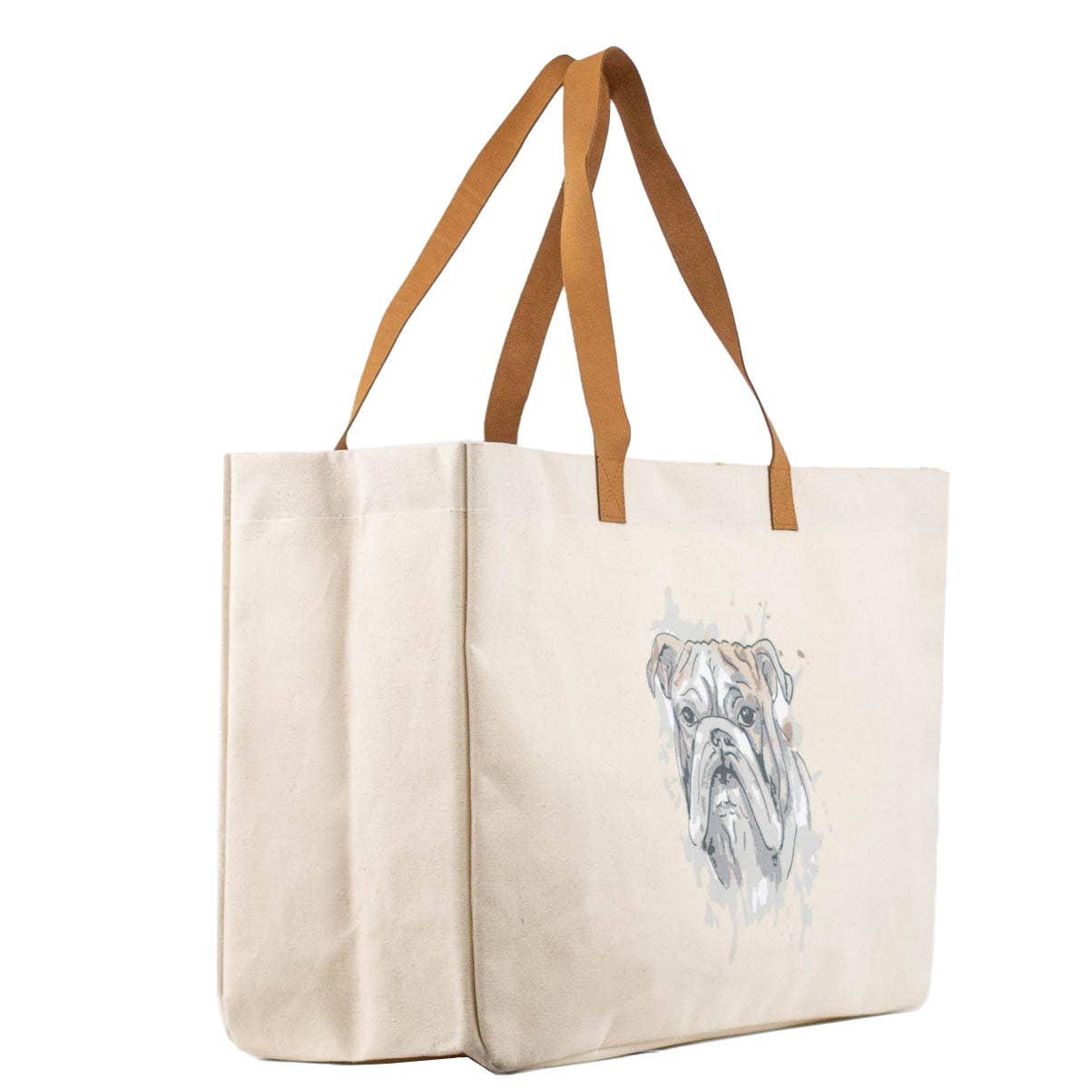 Bulldog Love Tote   Natural/Multi   19.5x13.5x7
