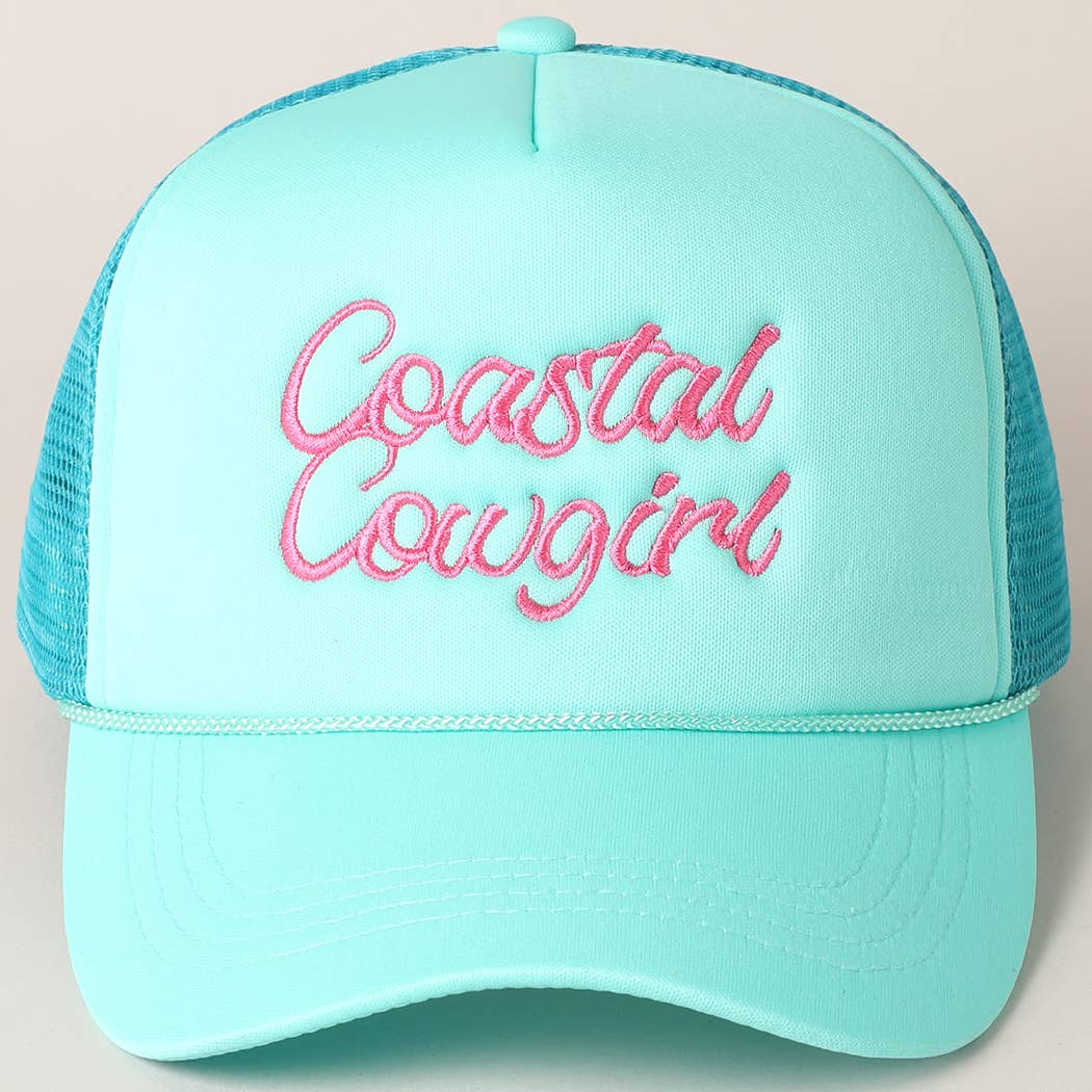Costal Cowgirl Embroidered Mesh Back Baseball Cap