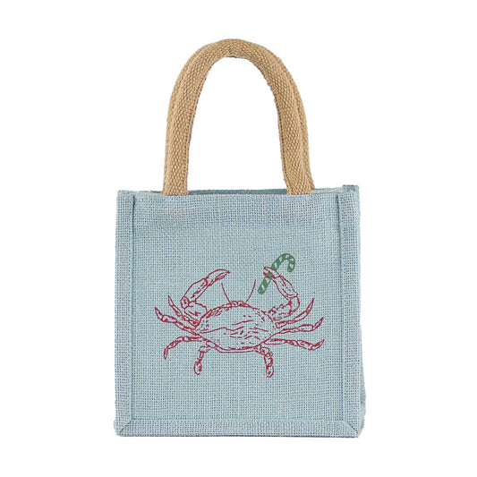 Christmas Crab Petite Gift Tote   Ice/Red/Green   7x7x5