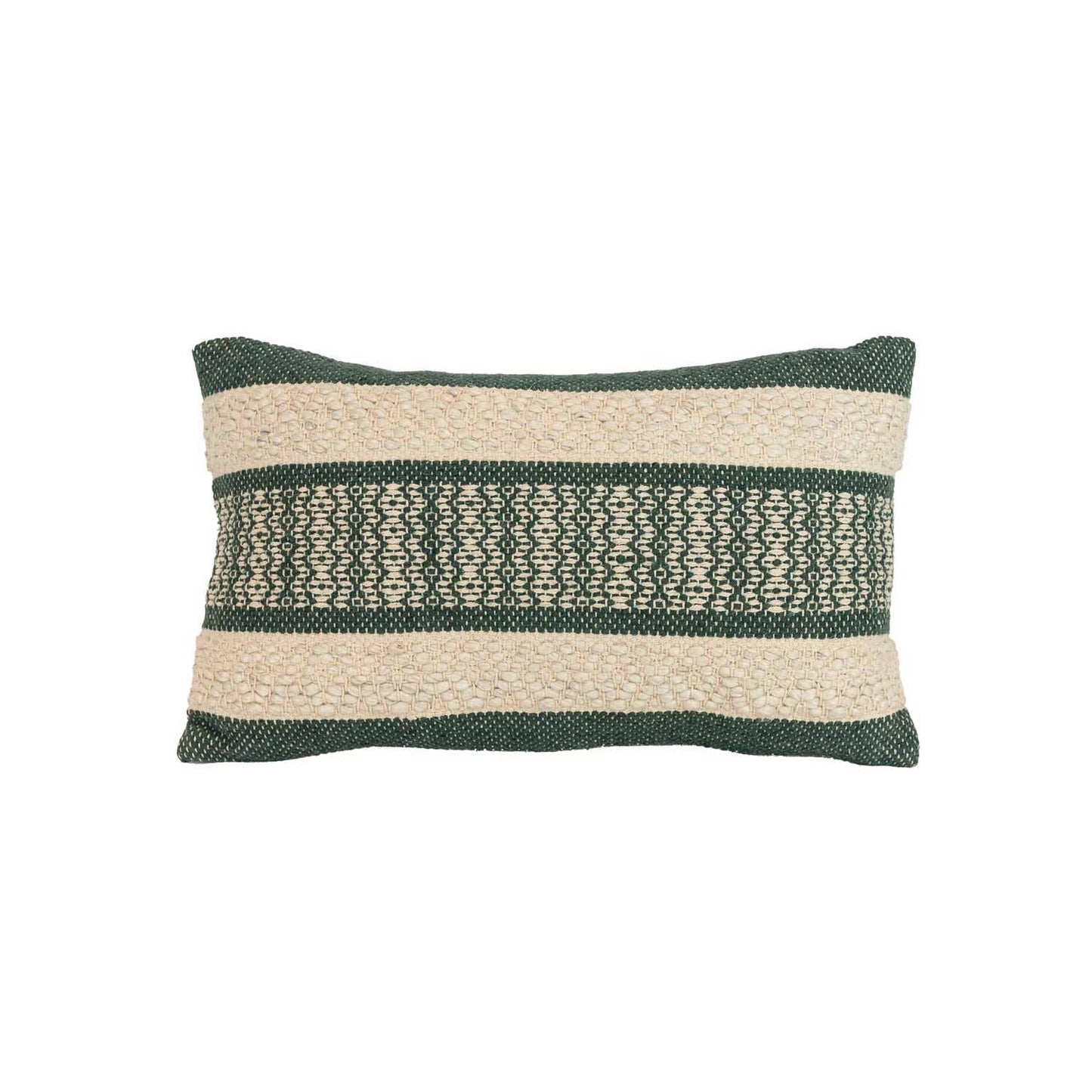 Bodhi 12x20 Boho Stripe Filled Throw Pillow Green Wool