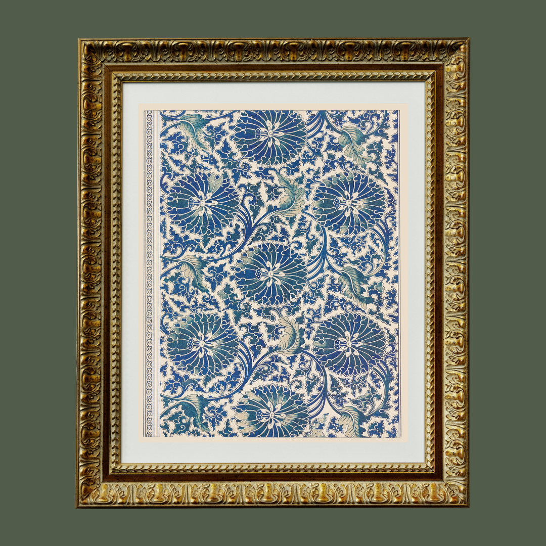 Blue Textile I Antique Art Print