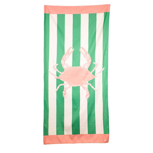 San Blas Crab Beach Towel   Emerald/Pink   34x70