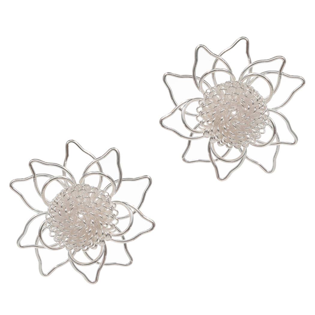 Flower Shaped Metal Post Earrings