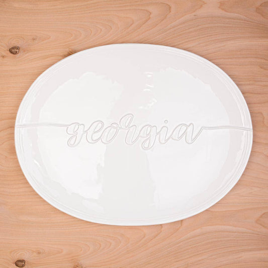 Georgia Embossed Platter   White   16x12