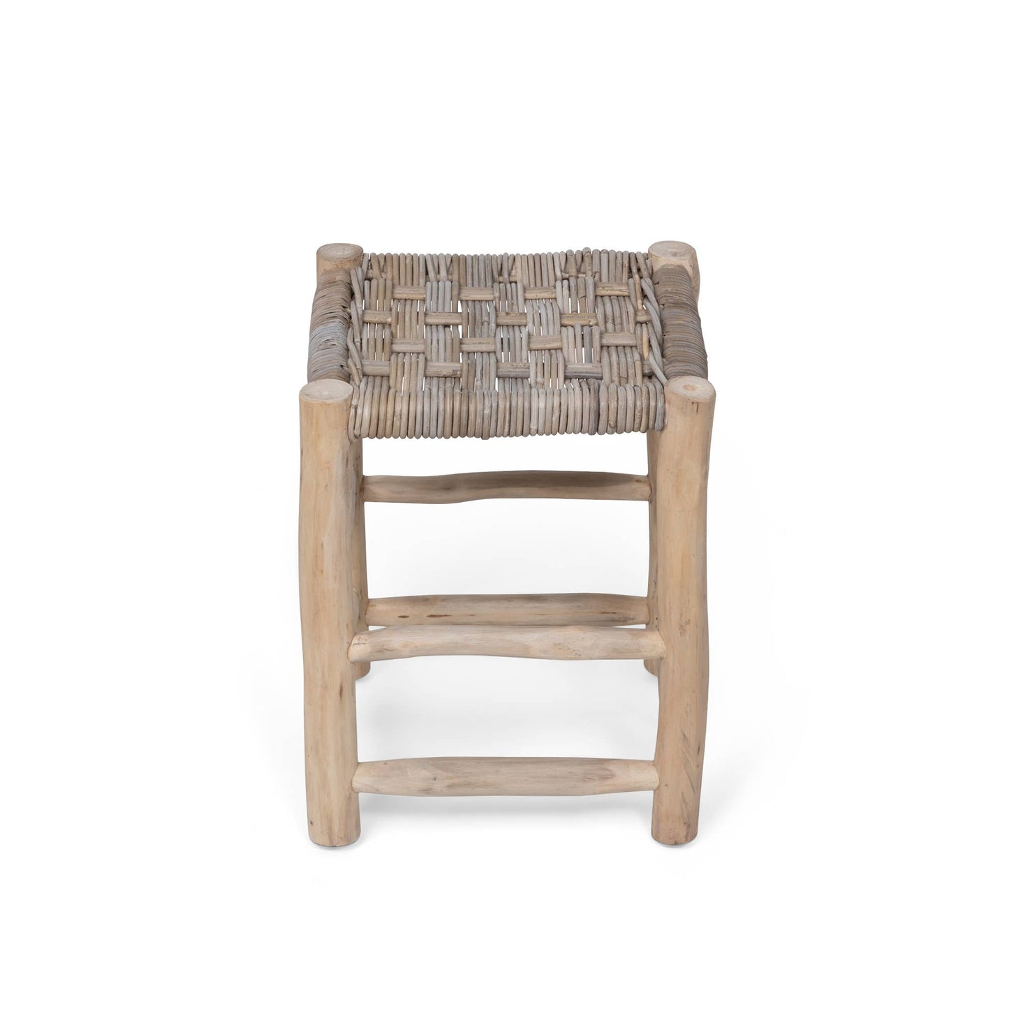 Park Hill Collection Teak and Rattan Woven Stool