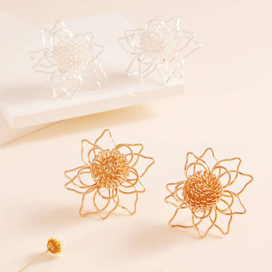 Flower Shaped Metal Post Earrings