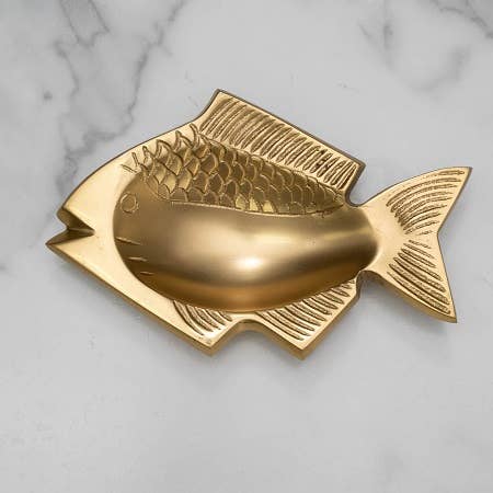 Polished & Etched Gold Aluminum Fish Tray/Soap Dish