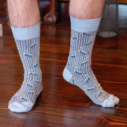 Men's Pelican Socks   Gray/Sky Blue   One Size