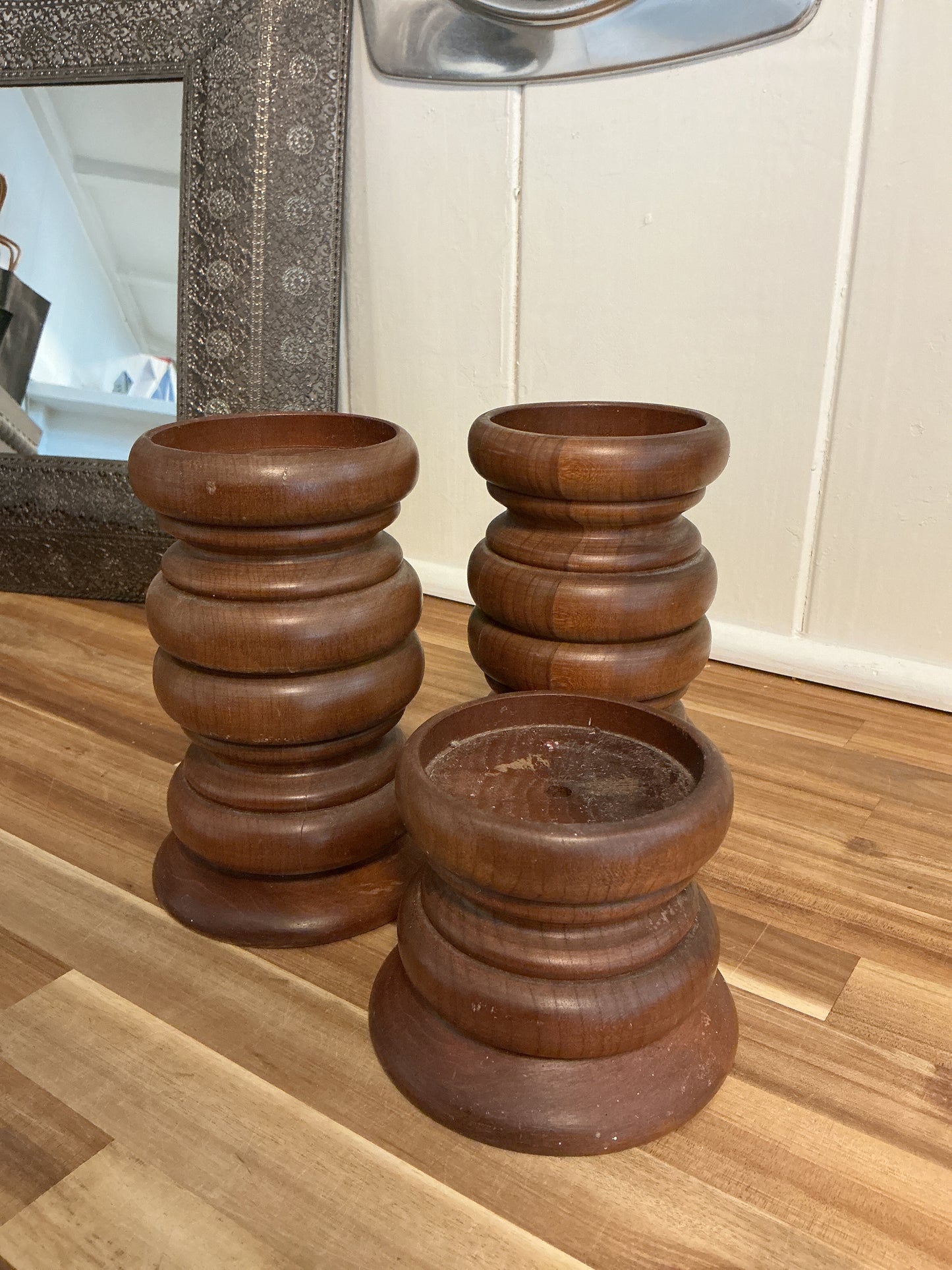 Wooden candle holders