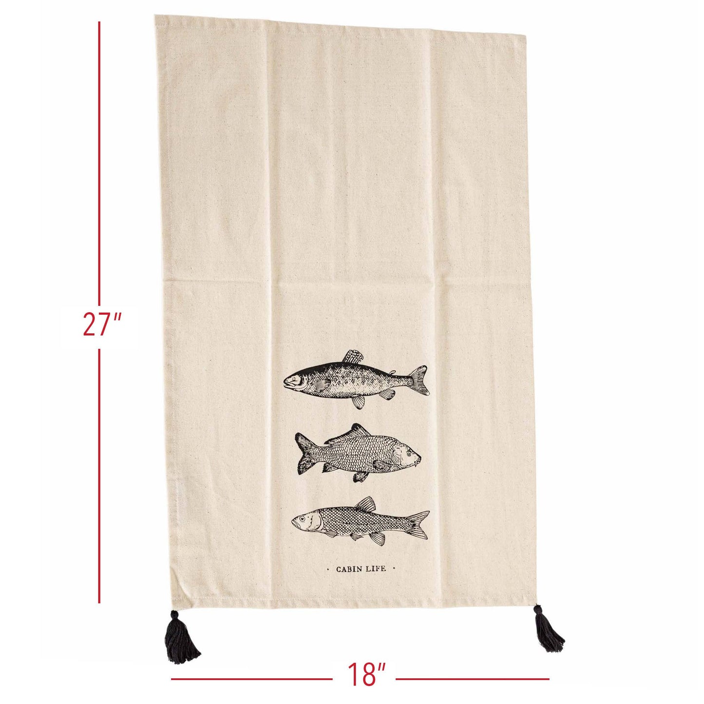 "Cabin Life" Fish Kitchen Towel Cotton Lake Decor