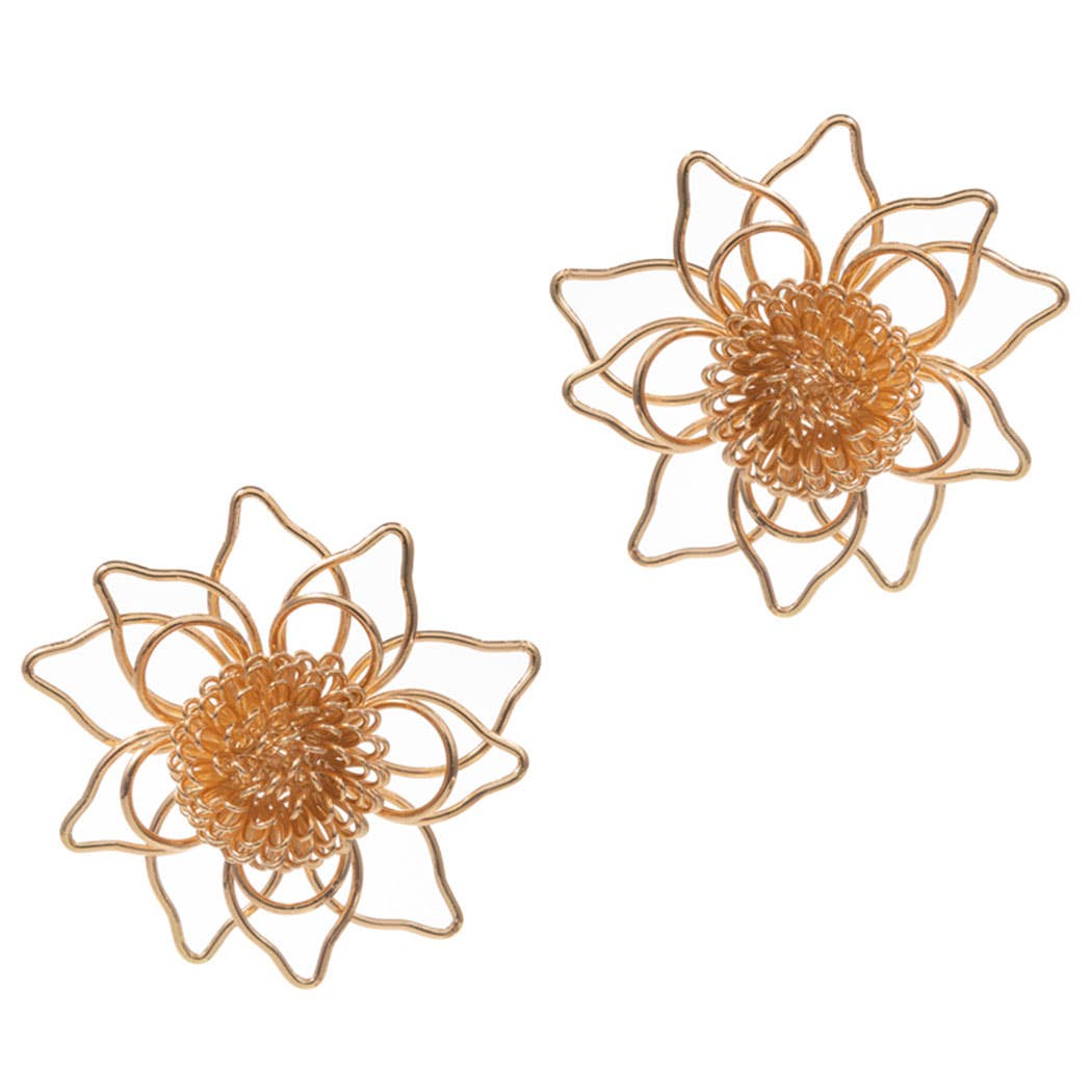 Flower Shaped Metal Post Earrings