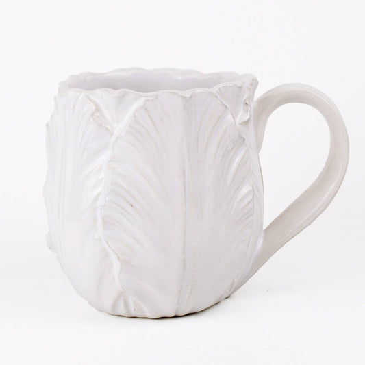 Embossed Tulip Coffee Mug   White   18oz