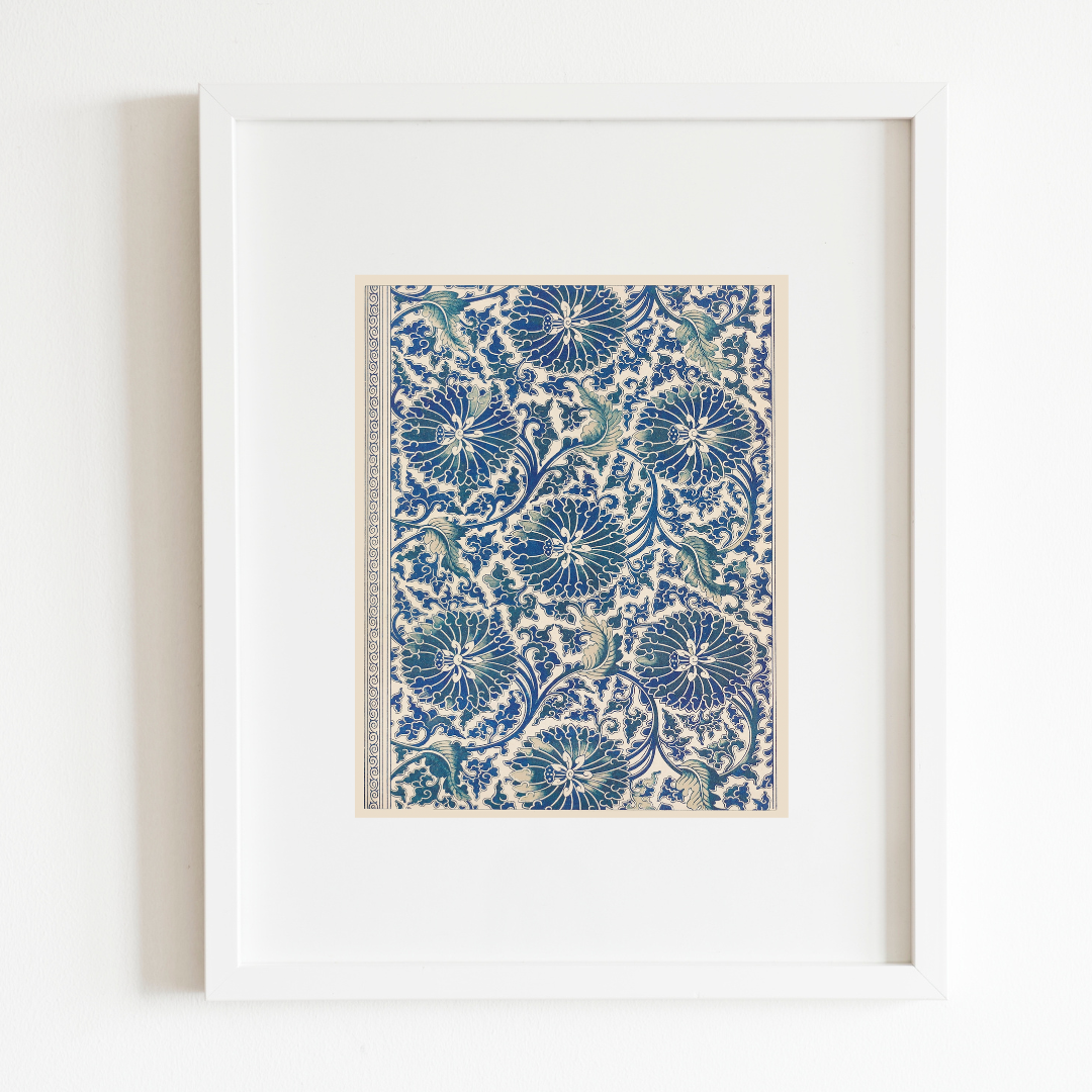 Blue Textile I Antique Art Print