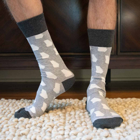 Men's Georgia Pride Socks   Gray/White   One Size