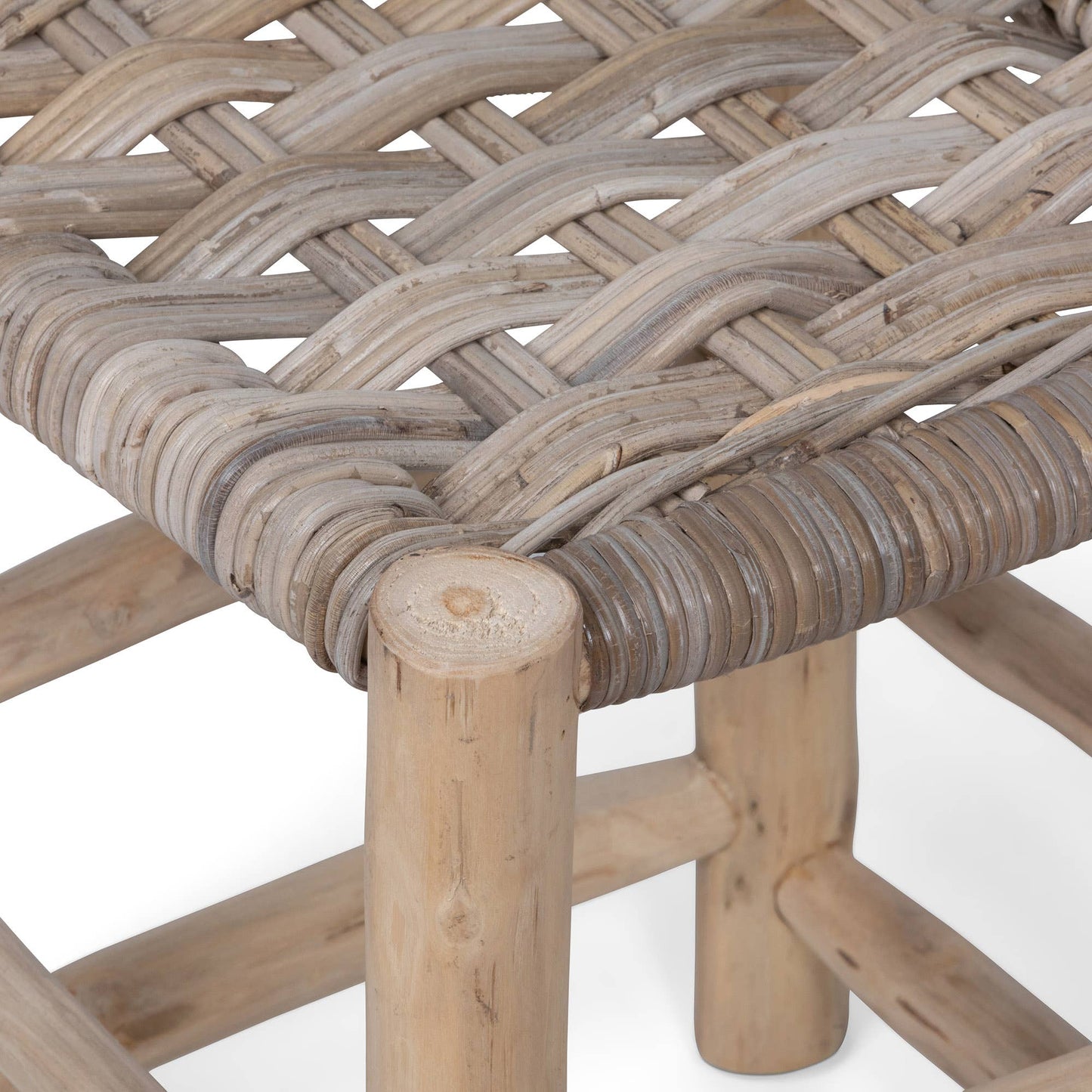 Park Hill Collection Teak and Rattan Woven Stool