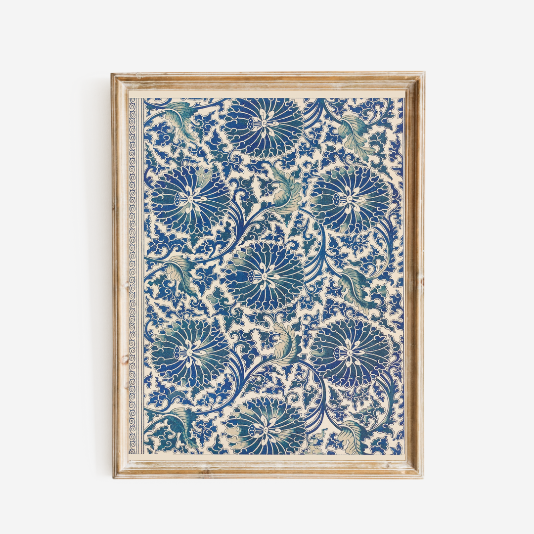 Blue Textile I Antique Art Print