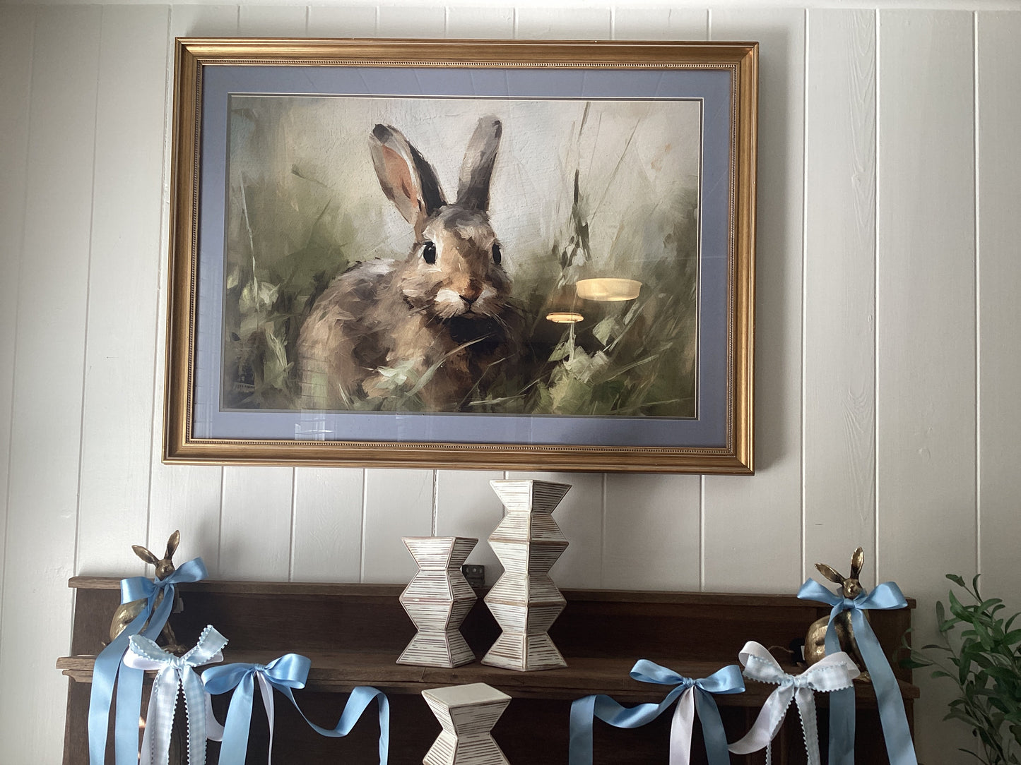 Large bunny framed art