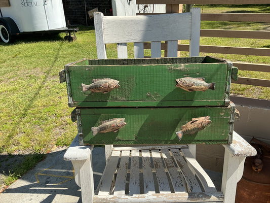 Green rustic fish drawers