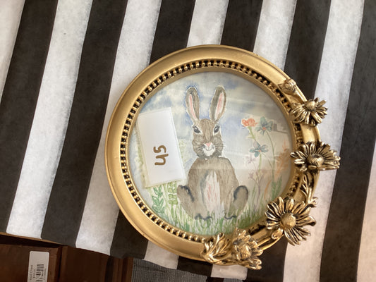 Framed bunny painting
