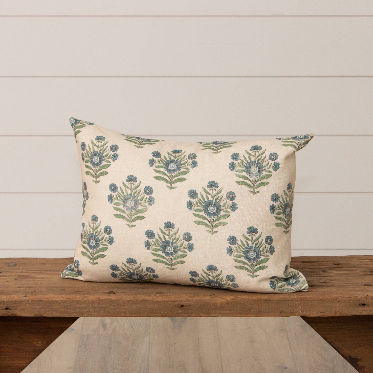 Lumbar Pillow - Blue Block Print Silhouette (PC)