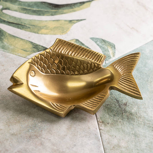 Polished & Etched Gold Aluminum Fish Tray/Soap Dish