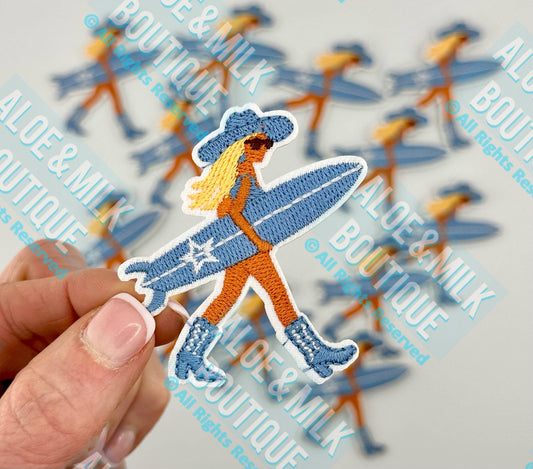 Surf Girl Patch, Coastal Cowgirl, surfing, beach patches