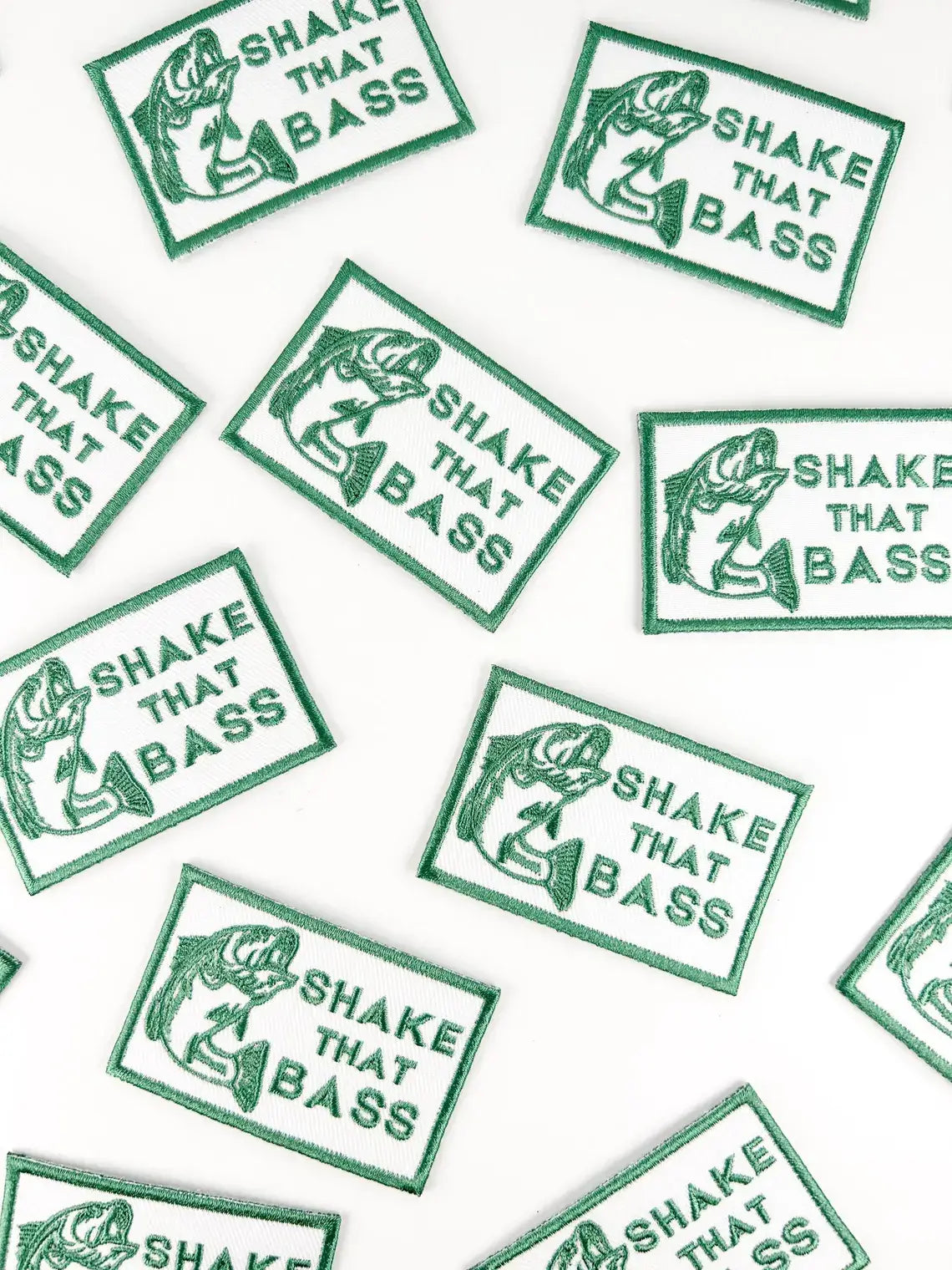 Shake That Bass Embroidered Iron-On Patch River Fishing