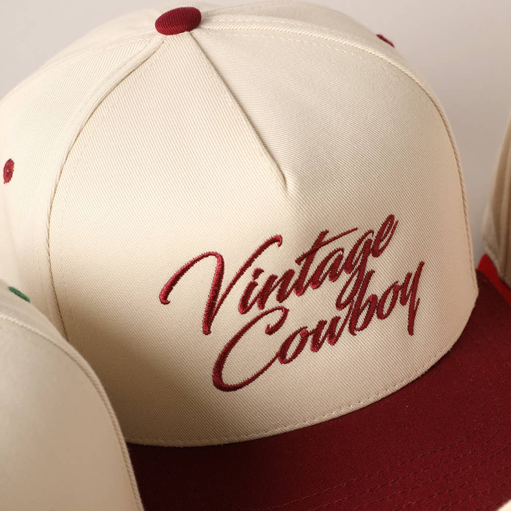 Vintage Cowboy Embroidery Two Tone Baseball Cap