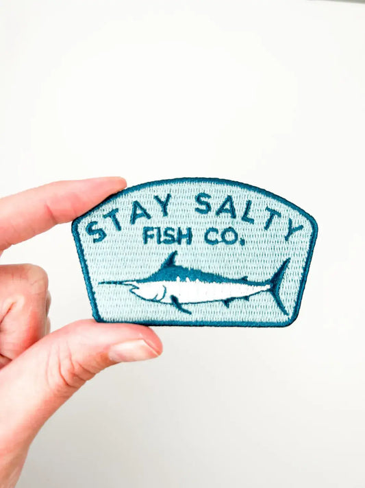 Stay Salty Fish Co. Embroidered Iron-On Patch with Marlin