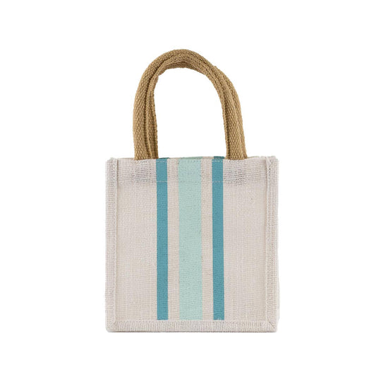 Stripe Petite Gift Tote   White/Turquoise/Sky   7x7x5