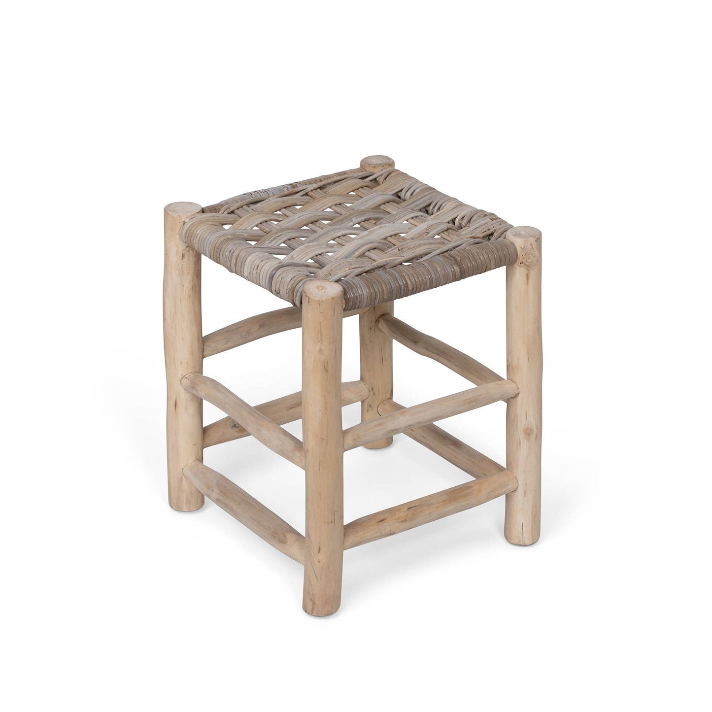 Park Hill Collection Teak and Rattan Woven Stool