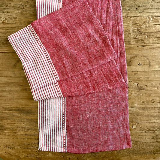 Linen Kitchen Table Runner, Red