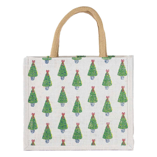 Grand Christmas Tree Gift Tote   White/Green   12x10x8