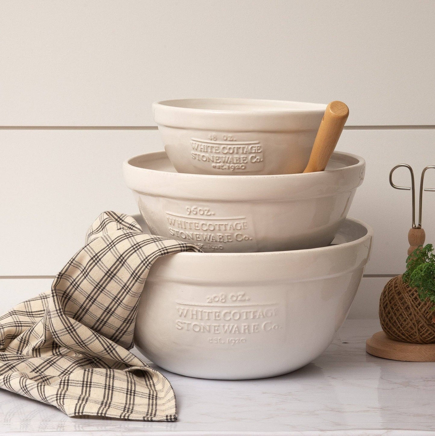 White Cottage Ceramic Mixing Bowls (Set Of 03)