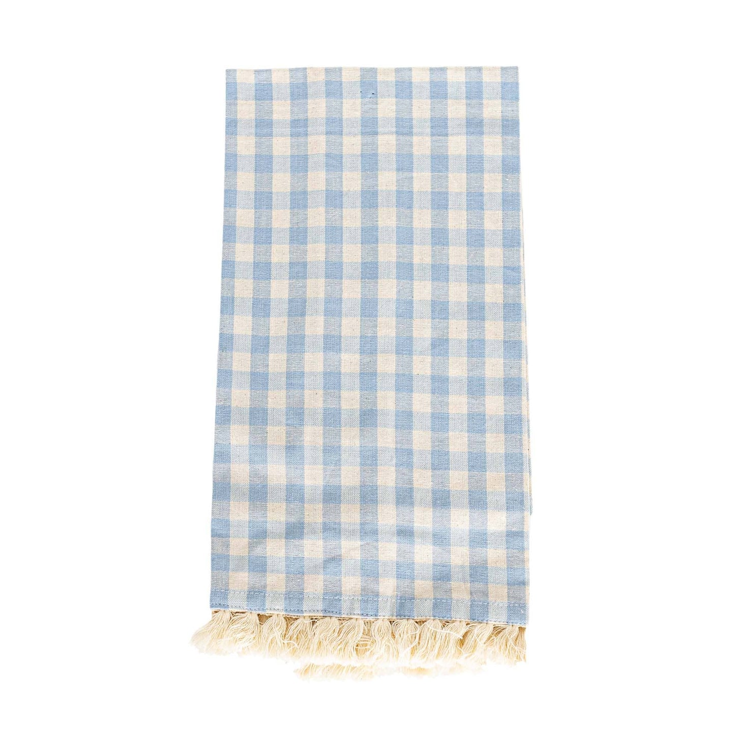 Aggie Set of 3 Plaid Kitchen Towels Blue Cotton