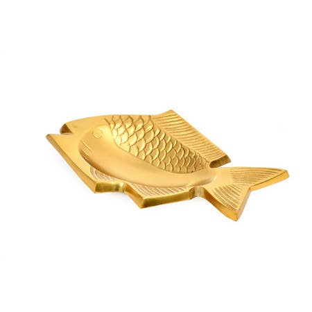 Polished & Etched Gold Aluminum Fish Tray/Soap Dish