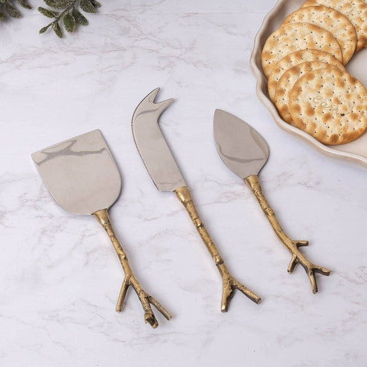 Brass and Stainless Steel Twig Cheese Spreaders (SET)