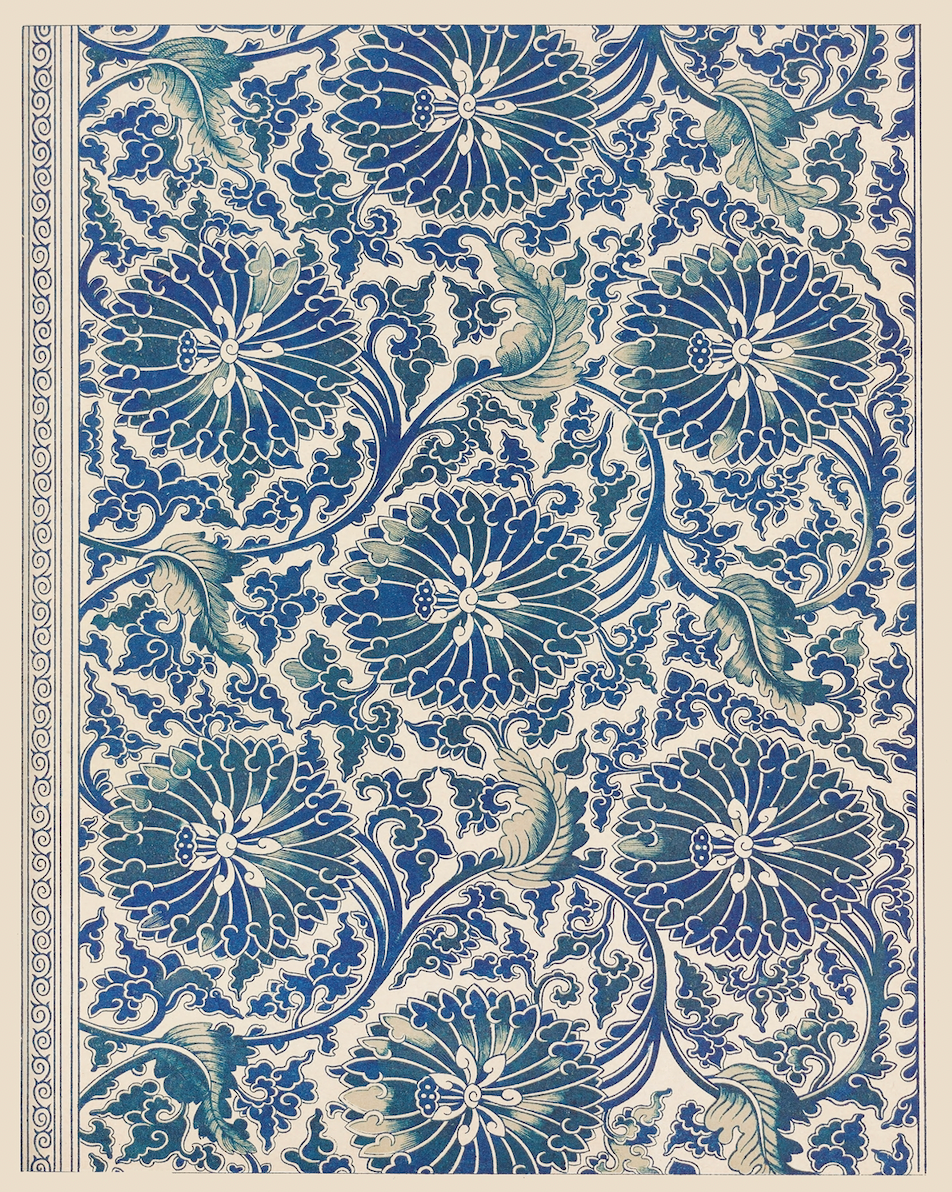 Blue Textile I Antique Art Print