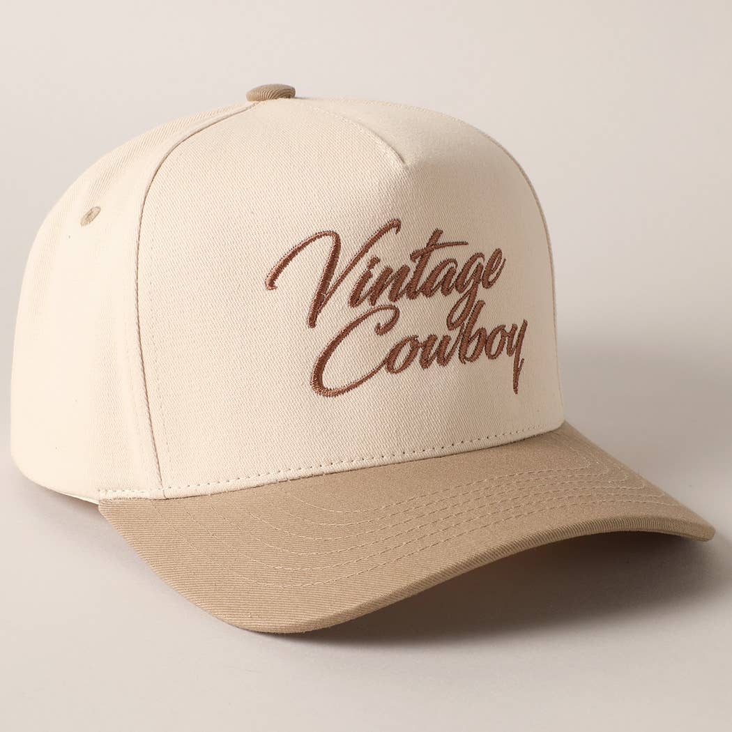 Vintage Cowboy Embroidery Two Tone Baseball Cap