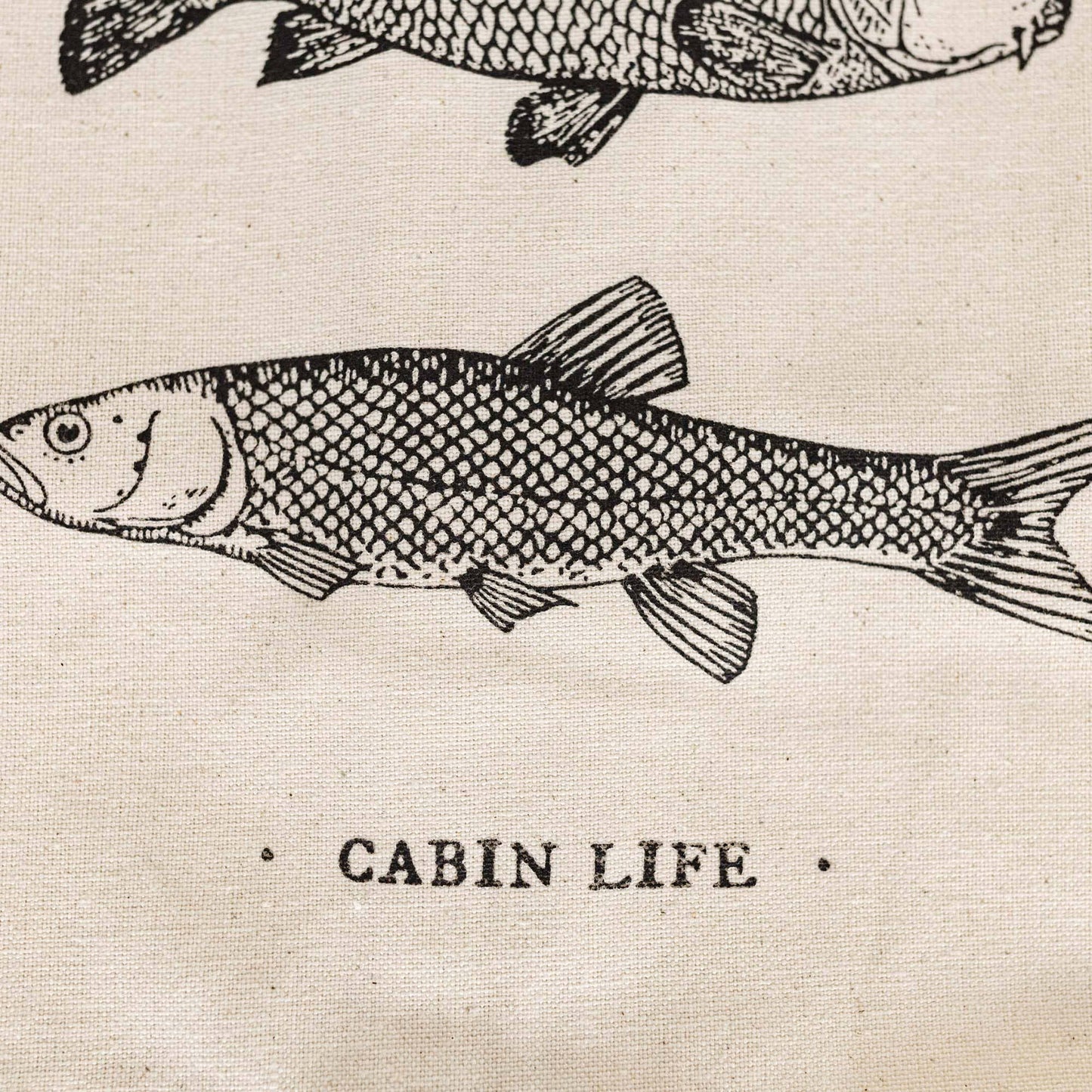 "Cabin Life" Fish Kitchen Towel Cotton Lake Decor